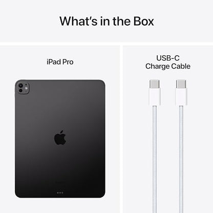 Apple iPad Pro 13-inch (M4): Ultra Retina XDR display, 256GB, Landscape 12MP Front Camera/12MP Back Camera, LiDAR scanner, Wi-Fi 6E, Face ID, All-Day Battery Life, Standard glass - Space Black