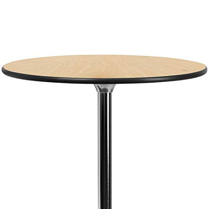 - Flash Furniture Round Wood Cocktail Table | 30'' and 42'' Columns | Birchwood Chrome Steel | Schwarz -