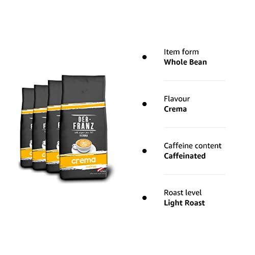 Der-Franz Crema Coffee, whole bean, 4 x 1000 g