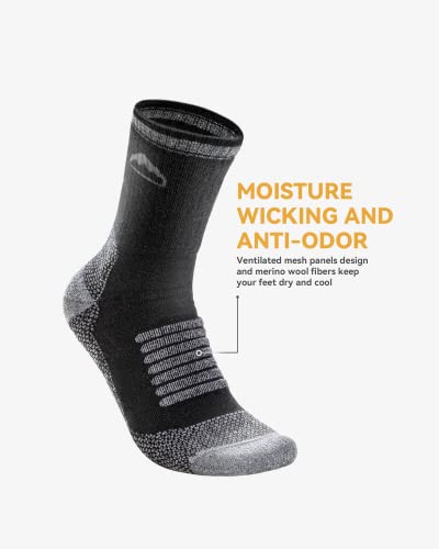 - SAMSOX 2 Pack Merino Wool Hiking Socks | Cushion Socks for Men & Women | Black/Grey | 2-pack | XL -