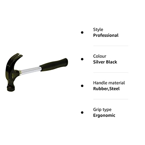 - Rolson 10339 | 16 oz | Claw Hammer Tubular Steel | Silver Black -