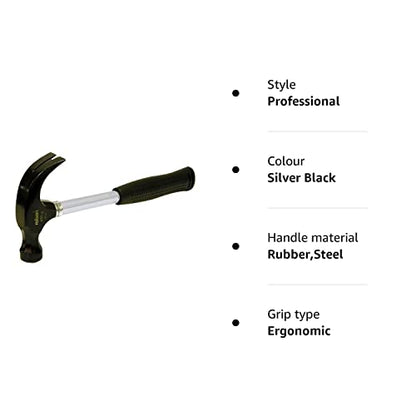 - Rolson 10339 | 16 oz | Claw Hammer Tubular Steel | Silver Black -