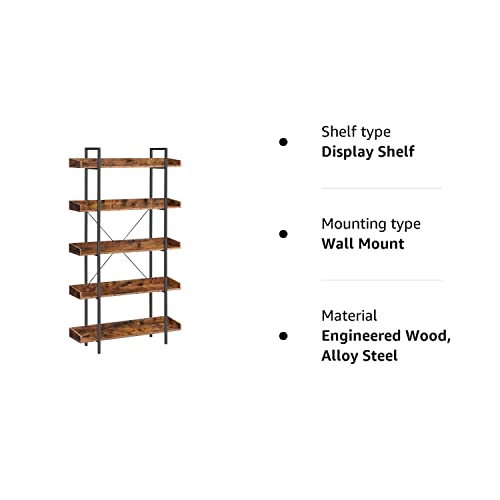 - VASAGLE Bookcase, 5-Tier Shelving Unit -