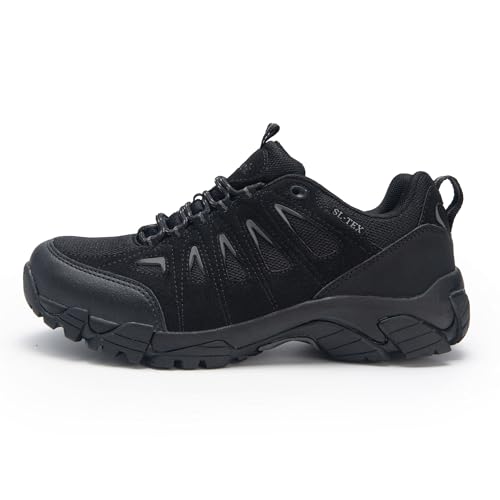 - SHULOOK Walking Shoes | Mens Waterproof Hiking Shoes | Non Slip | Lightweight |  Black/Grey -