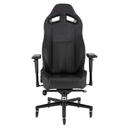 Corsair T2 Road Warrior - Faux Leather Gaming Chair, Easy Assembly, Ergonomic Swivel, Adjustable Height & 4D Armrests, Lumbar Support, Comfortable Wide Seat with High Recliner - Black