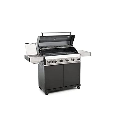 CosmoGrill Premium Black 7 Gas Burner 6+1 Barbecue Grill with Waterproof Cover, Stainless Steel Ceramic Searer, Built-in Temperature Gauge for Home Garden Party Outdoor BBQ Cooking