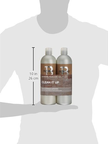 Bed Head for Men by TIGI | Clean Up Shampoo and Conditioner Set | Moisturising And Smoothing Daily Haircare For Healthy Hair and Scalp | Ideal For Normal Hair | 2x750ml