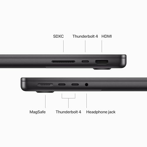 Apple 2023 MacBook Pro laptop M3 Pro chip with 11‑core CPU, 14‑core GPU: 14.2-inch Liquid Retina XDR display, 18GB unified memory, 512GB SSD storage. Works with iPhone/iPad; Space Black