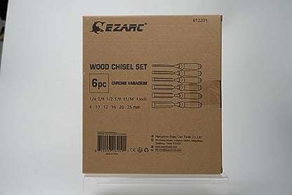 - EZARC 6pc Wood Chisel Set for Woodworking | CRV Steel with Ash Wood Handle -