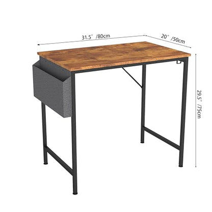 Computer Desk Home Office Writing Study Desk, Modern Simple Style PC Table (Brown, 80 x 50 x 75 cm)