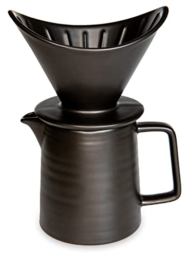 Ceramic Pour over coffee maker set, Ceramic Pot and Brewer 1-2 Cup Coffee, V60 Dripper Coffee Maker