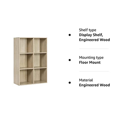 - WOLTU Bookcase, Oak Book Shelf 6 Storage Cubes Unit, Freestanding Bookcases for Living Room, Bedroom