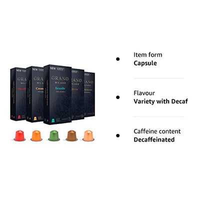 - Grano Milano Variety Pack with Decaf 50 Aluminium Coffee Pods | Compatible with Nespresso Original line  | Medium & Dark Roast Coffee Capsules Made in Italy -