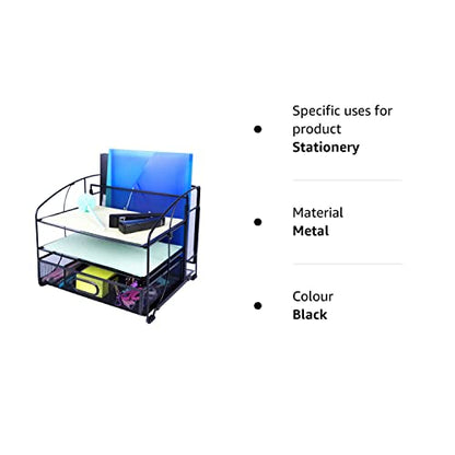 - EXERZ Mesh Desk Organiser Office Supplies | 3 Trays/Desktop File Holder -