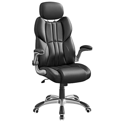 - SONGMICS Office Chair | Ergonomic Gaming Chair With Adjustable Headrest | Tilt Function | Foldable Armrests | Adjustable Height | Ink Black OBG65BKUK -