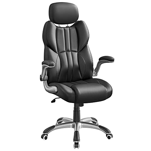 - SONGMICS Office Chair | Ergonomic Gaming Chair With Adjustable Headrest | Tilt Function | Foldable Armrests | Adjustable Height | Ink Black OBG65BKUK -