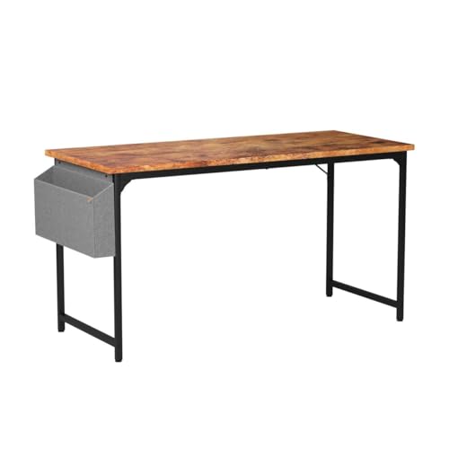 CubiCubi Study Computer Desk 100cm Home Office Writing Small Desk, Modern Simple Style PC Table, Black Metal Frame, Rustic Brown