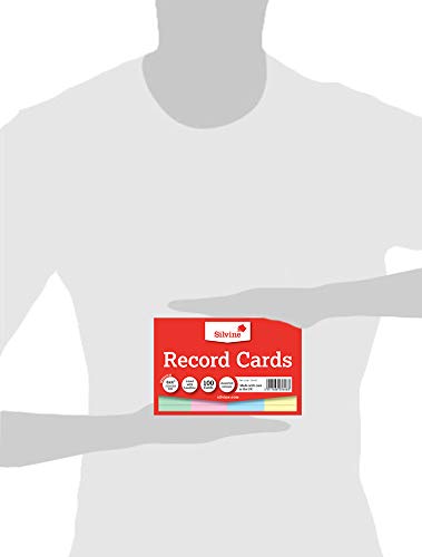 - Silvine A6 Multi-Coloured Record Cards | Lined with Headline | 100 Cards Per Pack -