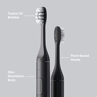 - SURI Sustainable Sonic Toothbrush | Slim and Powerful Electric Toothbrush | Recyclable Plant-Based Head | 2 Modes | Waterproof |  Charging Stand | Midnight Black -