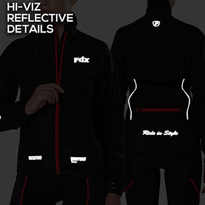 - FDX Men’s Waterproof Cycling Jacket | Windproof Hi Viz biking top -
