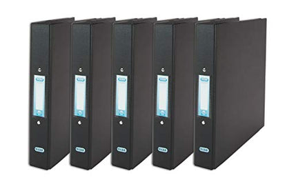 - Elba 5 Black Ring Binders A4 | 2 Ring, Plastic, 5 Folders 40mm -