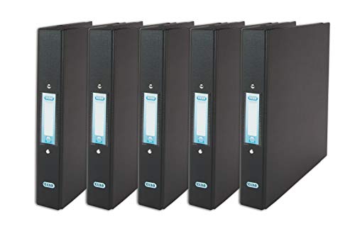 - Elba 5 Black Ring Binders A4 | 2 Ring, Plastic, 5 Folders 40mm -
