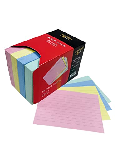 - Eastlight A6 Ruled Index Record Card | Assorted Colours | Pack of 400 -