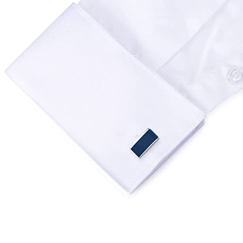 - HONEY BEAR Mens Stainless Steel Rectangle Black Cufflinks -