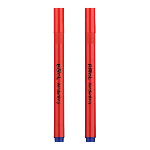 Berol Handwriting Pens | Round Shape is Easy to Hold | Washable Blue Ink | Bright Barrels | 2 Count