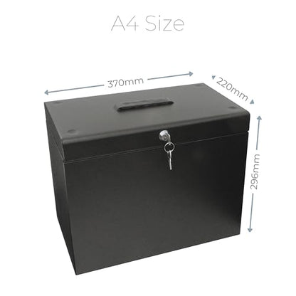 Cathedral Products A4 Steel File Box with Starter Pack of 5 Suspension Files - Black