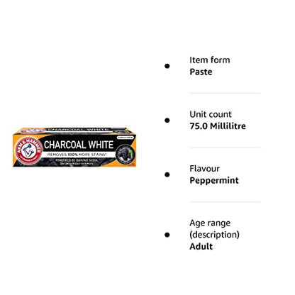 Arm & Hammer Charcoal White Toothpaste, 75ml