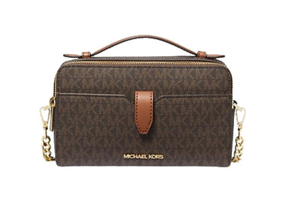 - Michael Kors Medium Double Zip Phone Crossbody | Brown -
