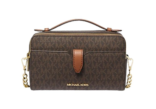 - Michael Kors Medium Double Zip Phone Crossbody | Brown -
