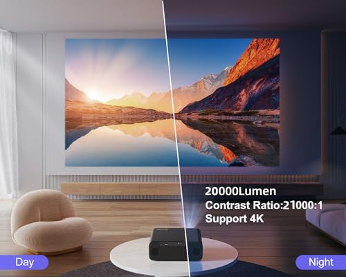 - Auto Focus & Keystone Projector, 26000 Lumen WiFi 6 Bluetooth Full HD 1080P