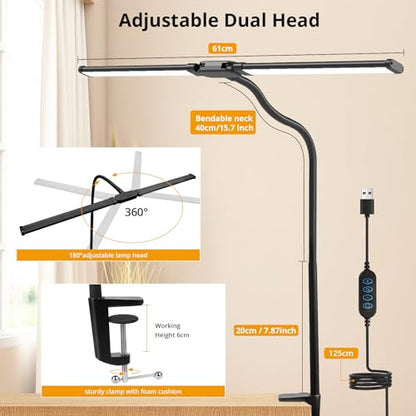 - Woputne LED Desk lamp with Clamp, Super Wide & Bright, 3 Color Modes X 10 Brightness