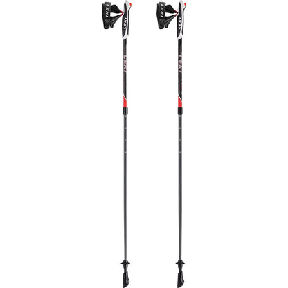 - Leki Spin Trekking Pole | Telescopic Pole |Black / neon red / white | 100-130cm -