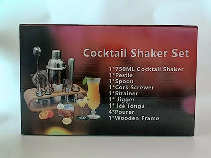 AYAOQIANG Cocktail Making Set, Cocktail Shaker Set with Stand, 750ml Stainless Steel Shaker for Cocktail, Home Bar Cocktail Tool Set for Bartender,Gift for Men Birthday,Thanksgiving,Christmas