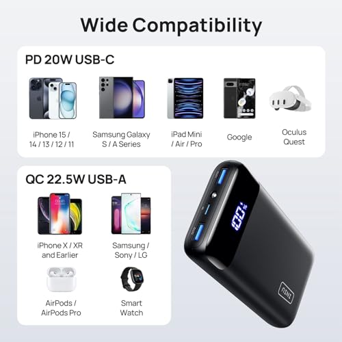 - INIU Power Bank | 20000mAh Fast Charging Portable Charger | 22.5W Powerbank with USB C Input & Output -