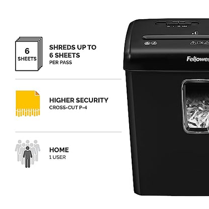 - Fellowes Paper Shredder for Home Use | 6 Sheet Cross Cut Paper Shredder -