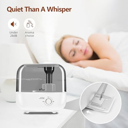 Bear 5L Top Fill Humidifier for Bedroom, 35-Hour Run Time, with Aromatherapy Tray, Ultra Quiet, 360° Expandable Steam Nozzle,Automatic Shut Off, White