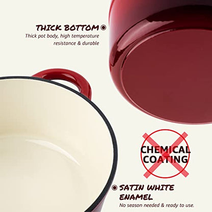 - Overmont 5L Enamelled Cast Iron Round Casserole Dish | Lid | 26cm | Cookbook -