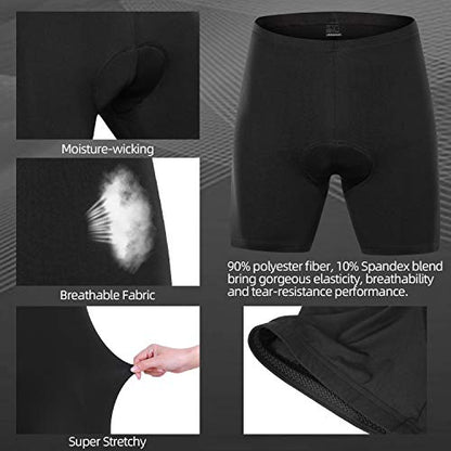 Cycling Shorts Mens, Sportneer Men's 3D Cycle Shorts Cycling Underwear Shorts Anti-Slip Design, Breathable & Adsorbent,Black