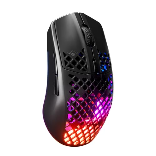 - SteelSeries Aerox 3 Wireless | Holey RGB Gaming Mouse | Ultra-lightweight Water Resistant Design -