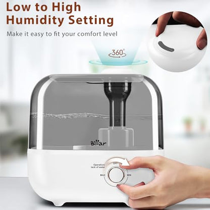 Bear 5L Top Fill Humidifier for Bedroom, 35-Hour Run Time, with Aromatherapy Tray, Ultra Quiet, 360° Expandable Steam Nozzle,Automatic Shut Off, White