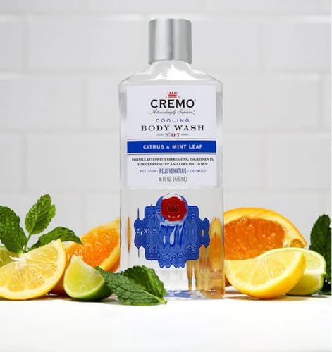 CREMO - Cooling Body Wash For Men - Rejuvenating Citrus & Mint Leaf Shower Gel - 473ml