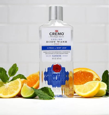 CREMO - Cooling Body Wash For Men - Rejuvenating Citrus & Mint Leaf Shower Gel - 473ml