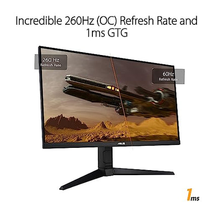 ASUS TUF Gaming VG27AQML1A Gaming Monitor – 27-inch, QHD(2560x1440), Overclock to 260Hz (native 240Hz), ELMB Sync, Freesync Premium™, 1ms (GTG), Variable Overdrive,100% sRGB, DisplayHDR™ 400