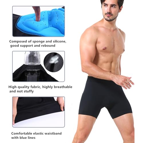 Cycling Shorts Mens, Sportneer Men's 3D Cycle Shorts Cycling Underwear Shorts Anti-Slip Design, Breathable & Adsorbent,Black