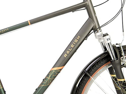 - Raleigh | PTR17MT | Pioneer Trail 27.5 Inch 21 Speed Men's Hybrid Bike | Green / Black -