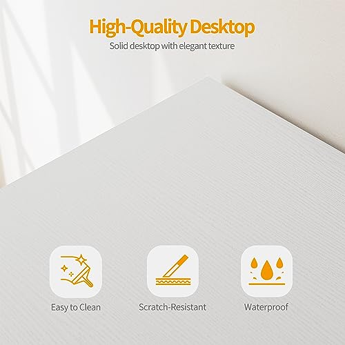 CubiCubi 100 cm Small L Shaped Computer Desk with Storage Shelves Home Office Corner Desk Study Writing Table, White